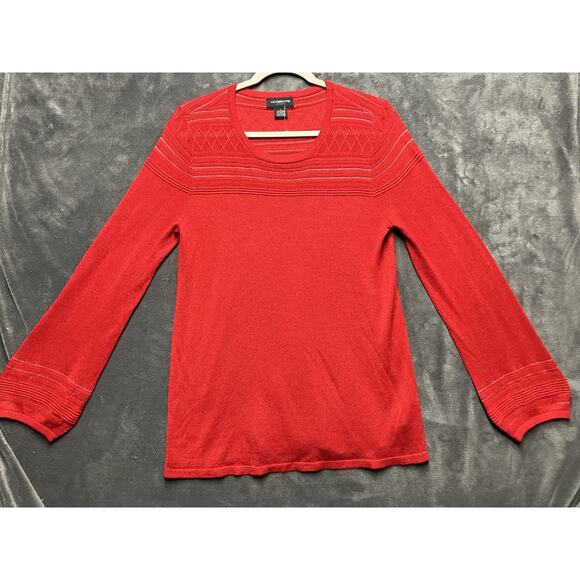 Liz Claiborne Sweater Woman’s L Red Sparkle Metallic Glam Christmas Holiday - Picture 1 of 8